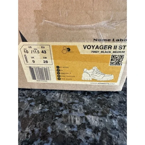 ACE Work Boots Voyager II, Men's 10 Women's 11.5 NWB Steel Toe Shoes